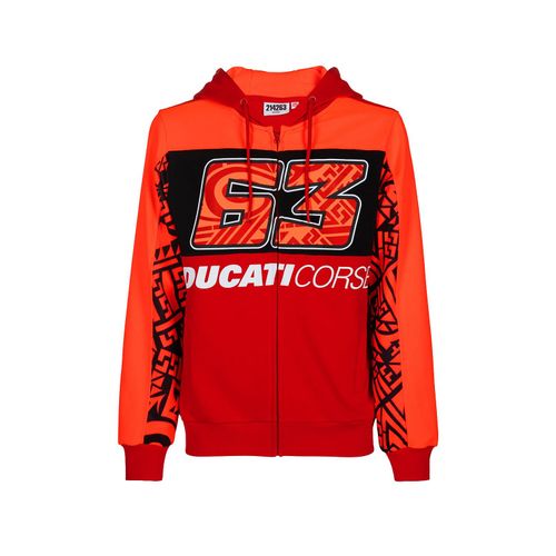 Sweat À Capuche Dual Francesco Bagnaia Moto Gp Officiel Homme Rouge