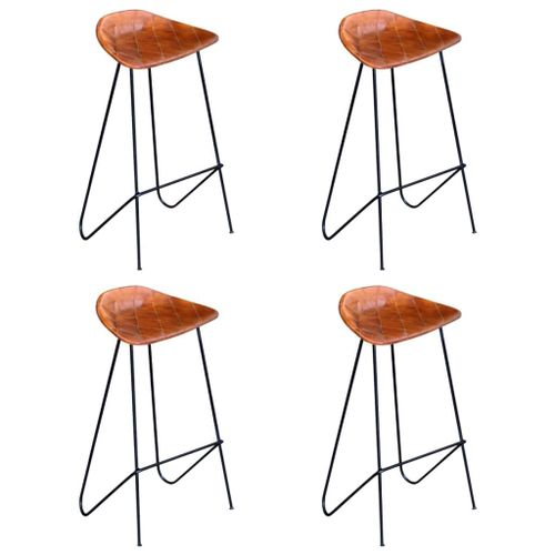 Vidaxl Chaises De Bar Lot De 4 Marron Cuir Véritable