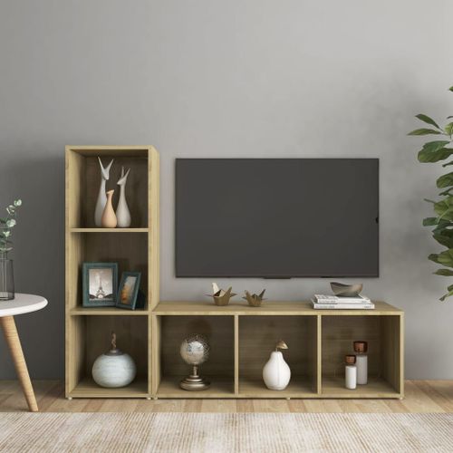 Vidaxl Meubles Tv 2 Pcs Chêne Sonoma 107x35x37 Cm Aggloméré