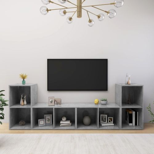 Vidaxl Meubles Tv 4 Pcs Gris Béton 72x35x36,5 Cm Aggloméré