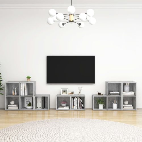 Vidaxl Ensemble De Meubles Tv 8 Pcs Gris Béton Aggloméré