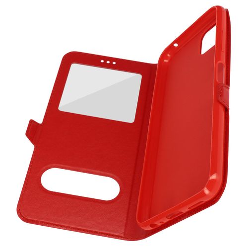 Housse Samsung Galaxy A22 5g Avec Double Fenêtre Support Vidéo Rouge