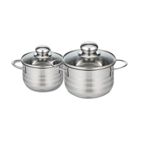 Elo 9801950 Faitout Inox À Induction, Faitout Inox 14 Cm, Marmite En Inox De 16 Cm, Faitout Avec Couvercle En Verre, Acier Inoxydable, Verre, 14 Et 16 Cm