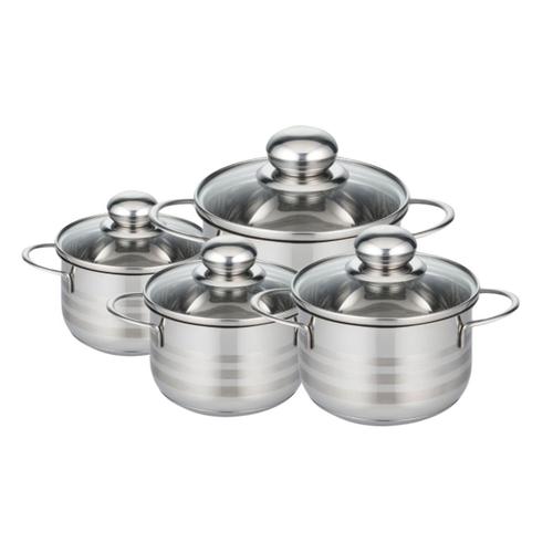 Elo 9802550 Faitout Inox À Induction, Faitout Inox 16 Cm, Marmite En Inox De 20 Cm, Faitout 24 Cm Avec Couvercle En Verre, Acier Inoxydable, Verre, 14, 16, 20 Et 24 Cm