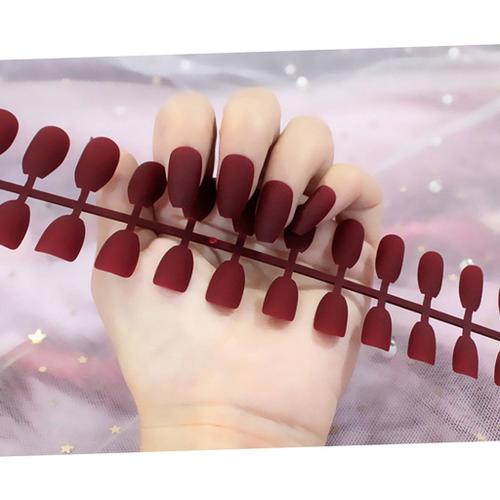 24 Pièces Diy Charmful Ballet Femmes Naturel Matte Faux Ongles Housse Pour Salon Nail Art Cadeaux-Rouge Clair 