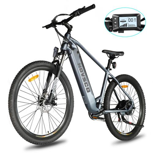 Vélo Électrique - Hovsco Vtt Électrique - Moteur 250w - Batterie 36v 12,5ah - Vitesse Max 25km/H - Portée 80-100km - Shimano 7 Vitesse - Écran Lcd - 27.5" Pneus - E-Bike - Gris