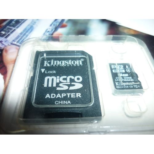 CARTE MICRO SD  4 GB  KINGSTON AVEC ADAPTATEUR SDHC  CLASSE  4