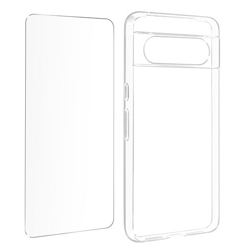 Coque Pour Google Pixel 8 Silicone Gel Et Verre Trempé 9h Transparent