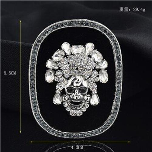 Skull -1pc Mode Diamant Perle Fleur Broche Grande Broche Vêtements Accès Style Broche Haute Qualité Diamant Broche Vêtements Bijoux