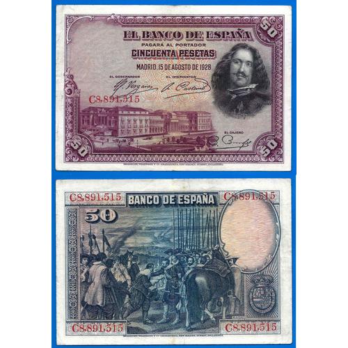 Espagne 50 Pesetas 1928 Billet Peseta Europe Velazquez Spain