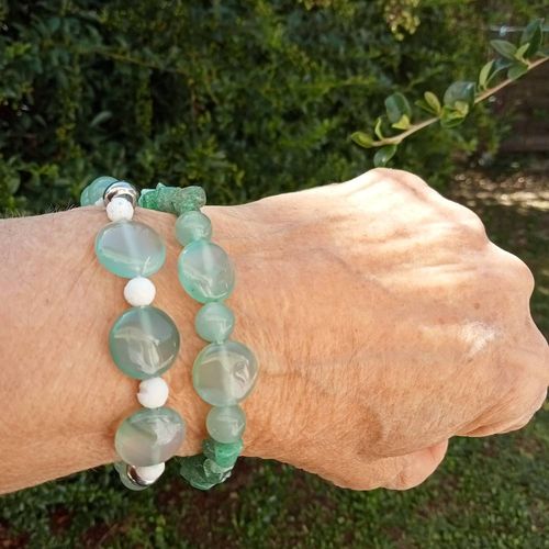 Set De Deux Bracelets En Jade Et Corail