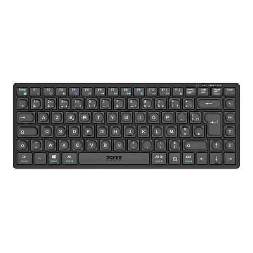 PORT Connect - Clavier - mini - sans fil - 2.4 GHz, Bluetooth 5.0 - AZERTY - Français