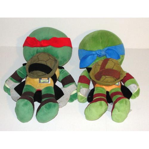 peluche tortue ninja viacom - lot 2 turtles teenage mutant raphael leonardo  - doudou tortue ninja tmnt 32 cm