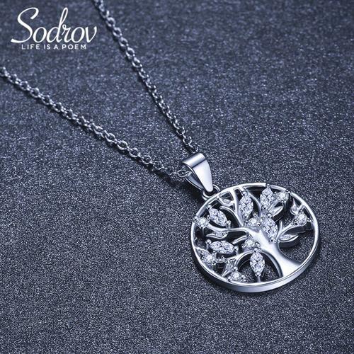 Collier à pendentif en argent pour femmes, bijoux porte-bonheur, arbre de  vie, chaîne ras du cou - 21XL0916A00994