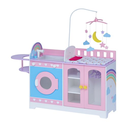 Olivia's Little World Par Teamson Kids Table À Langer Pour Poupon Et Poupée Crèche Jeu D'imitation Avec 4 Accessories, Chaise Haute Et Mobile Pour Enfants Set De Jeu Td-13522a