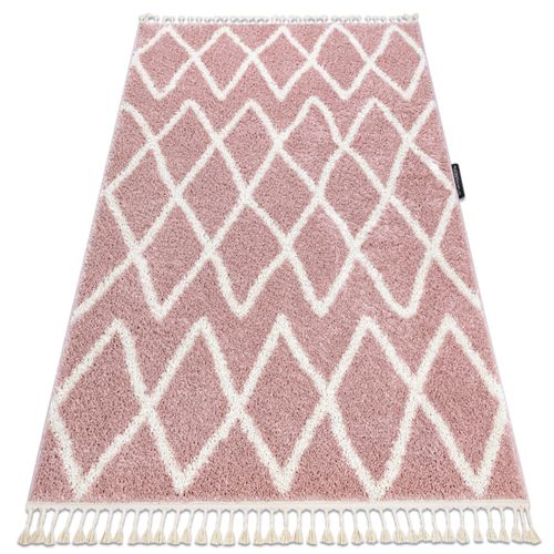 180x270 Cm Tapis Berber Beni Rose Franges Berbère Marocain Shaggy