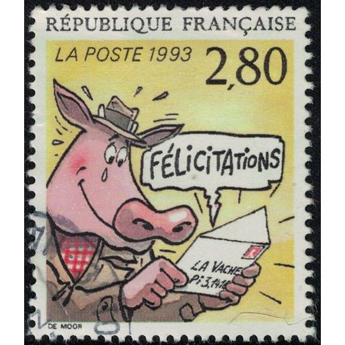 France 1993 Oblitéré Used Cochon Le Plaisir D'écrire Félicitations Par Johan De Moor Y&t 2842 Su