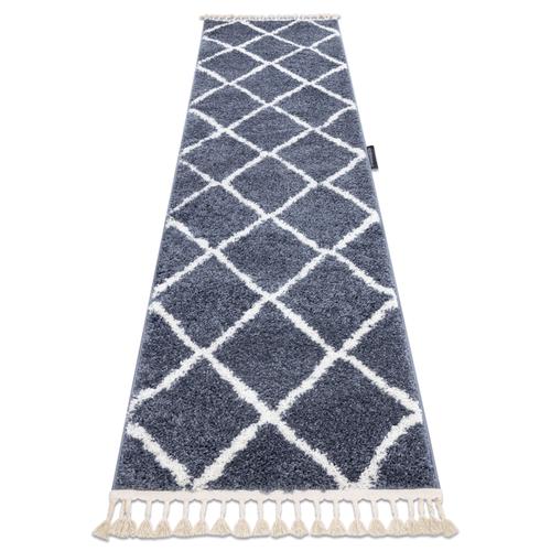 80x300 Cm Le Tapis, Le Tapis De Couloir Berbere Cross Gris - Pour La Cuisine, L'antichambre, Le Couloir