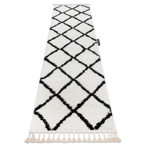 60x300 Cm Le Tapis, Le Tapis De Couloir Berbere Cross Blanc - Pour La Cuisine, L'antichambre, Le Couloir