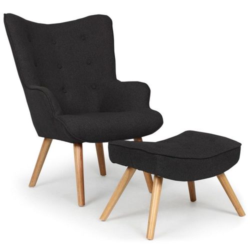 Fauteuil & Pouf Scandinave "Orle" 98cm Noir