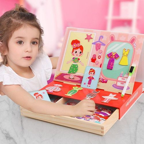 Puzzle En Bois Pour Fille, Jeu De Changement De Vêtements, Dessins Animés Magnétiques, Puzzle Pour Enfants, Planche À Dessin, Jouets Éducatifs D'apprentissage