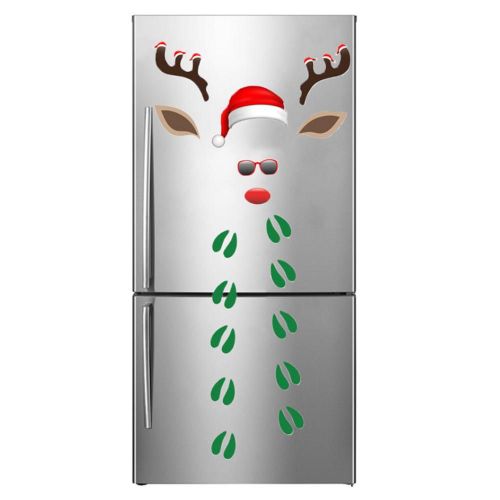 Autocollants de noël pour réfrigérateur, Stickers muraux d'hiver pour chambres d'enfants, décorations pour fenêtre de noël et nouvel an