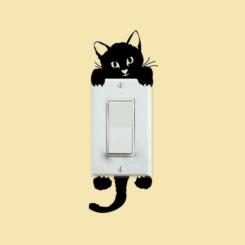 Autocollant Interrupteur Lumineux Pour Chambre D'enfant, 1 Pièce, Décoration Murale Diy, Chat Mignon, Produits Pour La Maison