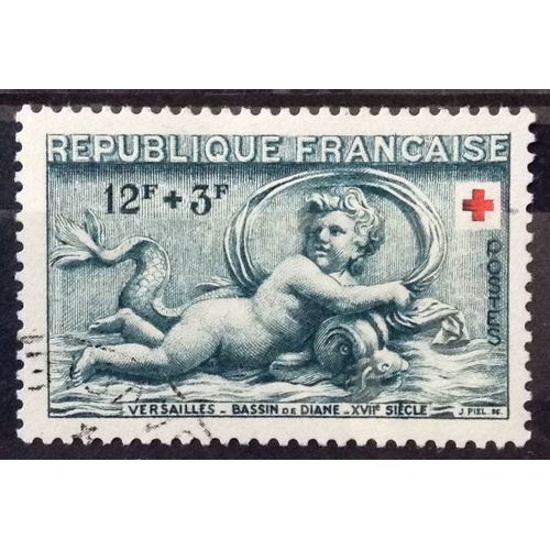 Croix Rouge 1952 - Motifs Bassin Diane 12f+3f Vert (Superbe N° 937) Obl - Cote 6,00 - France Année 1952 - Brn83 - N31549
