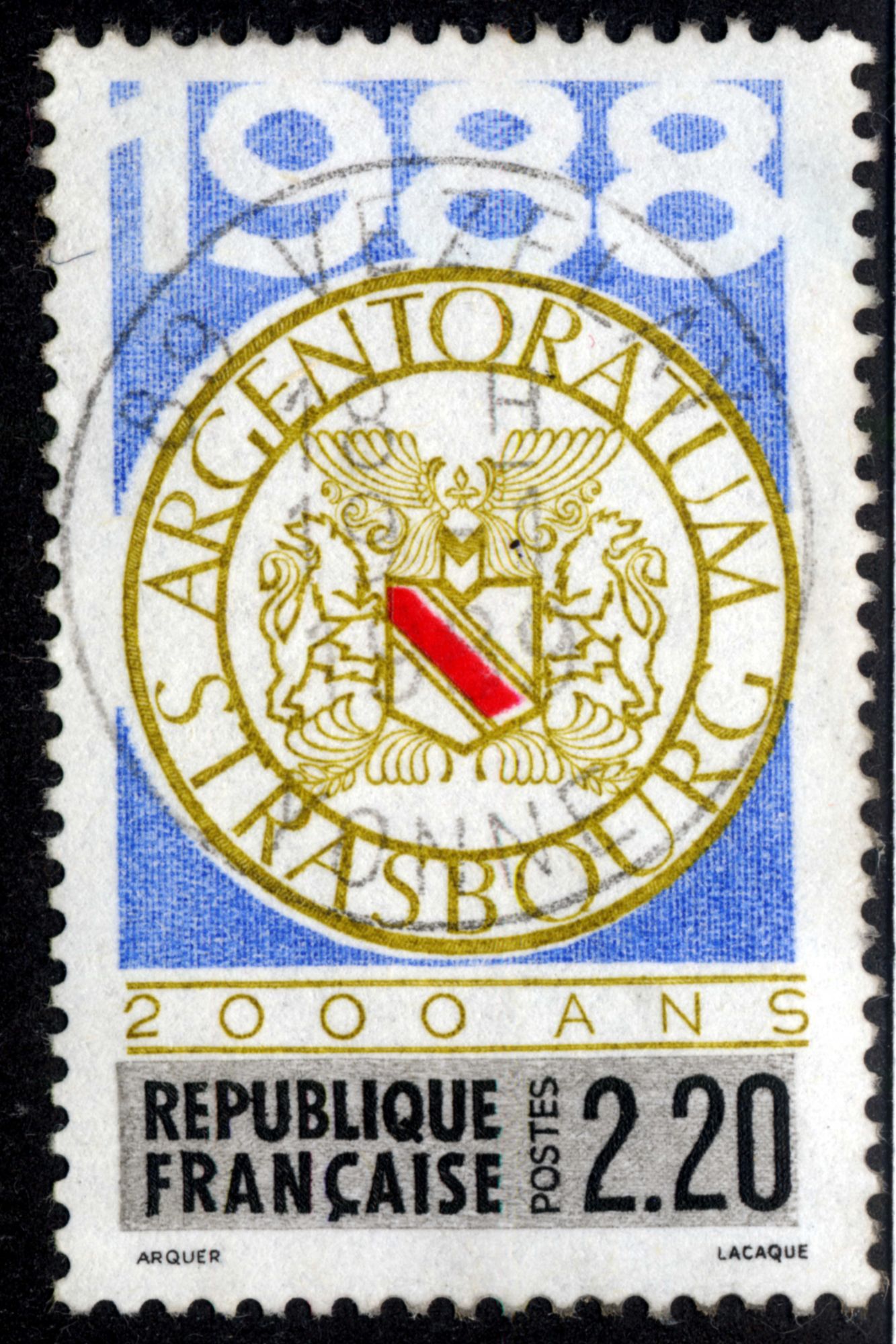 Timbre 1988 Argentoratum Strasbourg 2000 Ans,République Française,1988,Postes,2,20