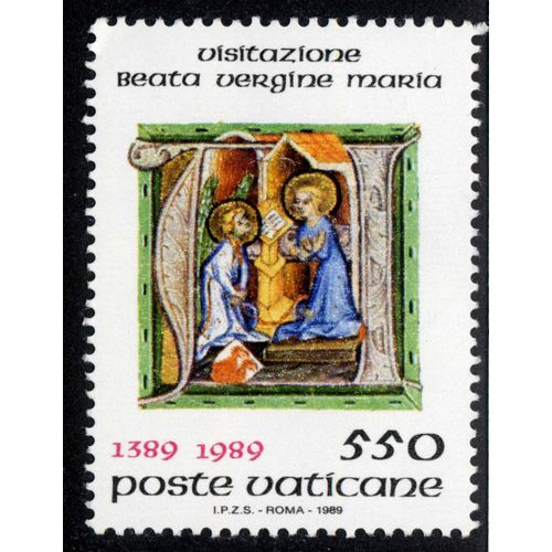 Timbre Visitazione Beata Vergine Maria,1389-1989,550,Poste Vaticane,Roma,1989