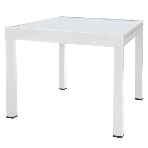 Table De Jardin De Repas Carrée Extensible Acier/Verre Blanc - Vado