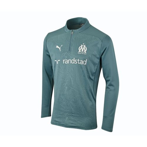 Sweat D'entraînement Joueur Puma Om Trg 1/4 Zip Top Jr Bleu Pétrole