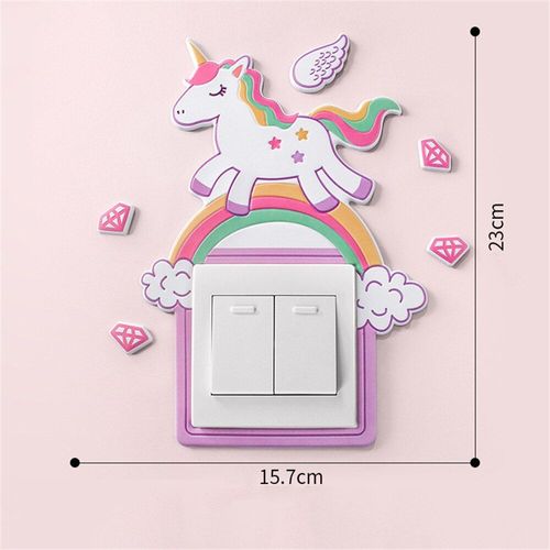 Autocollants Muraux Créatifs Pour Chambre D'enfants, Étiquette De Sortie Lumineuse, Animal De Dessin Animé 3d On Off, Accessoires De Décoration Pour Chambre De Bébé, Diy Bricolage