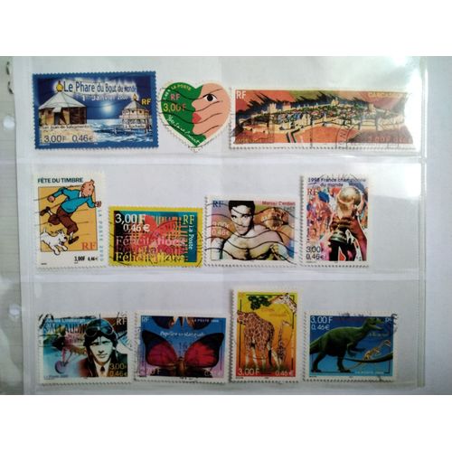 Lot 20 Timbres Français Oblitérés Thèmes Divers (Tintin, Boxe, Animaux...) (2000)