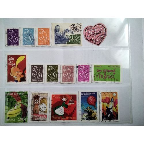 Lot 23 Timbres Français Oblitérés Thèmes Divers (Bd, Marianne, Jules Verne...) (2005)