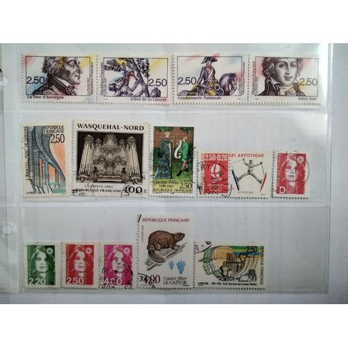 Lot 18 Timbres Français Oblitérés Thèmes Divers (Histoire, Marianne, Sports ...) (1991)