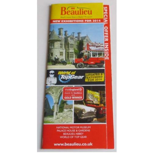 Dépliant Touristique 2014 Du Domaine De Beaulieu (Grande-Bretagne) : Musée Automobile + Château Et Jardins + Ruines Abbaye - En Couleurs Et En Langue Anglaise