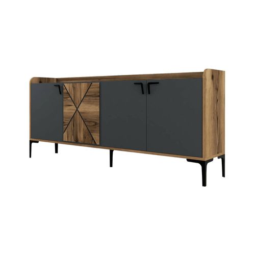 Buffet Effet Bois Beige, Anthracite 180x35 Cm