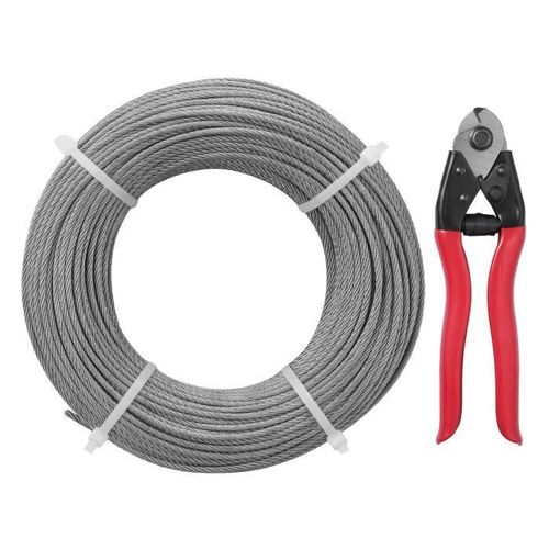 Cable Inox - VEVOR - Câble Métallique Acier Inox T316 91,5 m 3,18 mm 7x7 Brins pour Garde-corps,4,03 kg,acier inoxydable 316