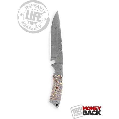 Couteau De Chasse Damassé Avec Fourreau De 25,4 Cm De Long