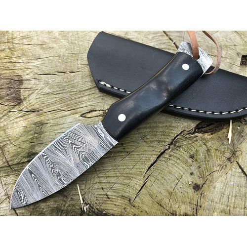 Couteau Fait Main En Acier Damas Avec Lame De 7,62 Cm Noir