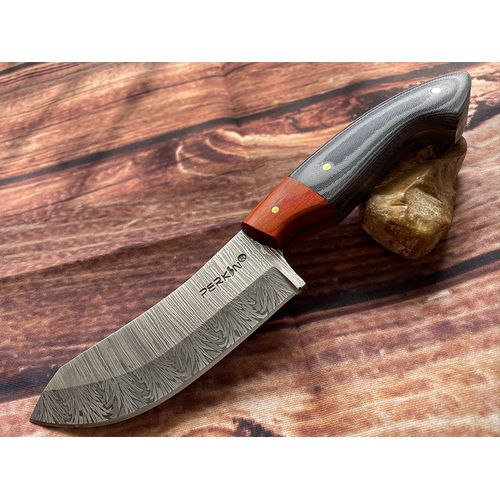Couteau Fait Main En Acier Damas Avec Lame De 10,16 Cm Noir Marron