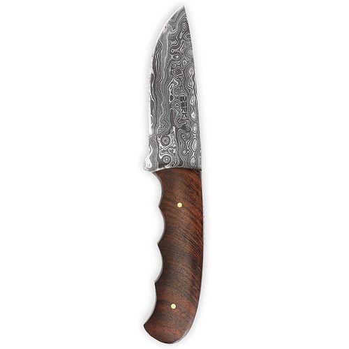Couteau De Chasse Avec Lame Damas De 10,16 Cm Marron