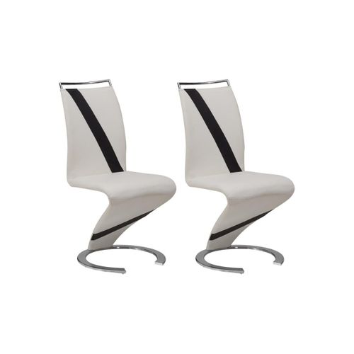 Lot De 2 Chaises Twizy - Simili Blanc & Noir