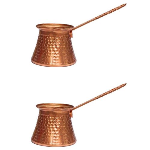 2X Turc Cafetière Turque Café Cuivre Machine à pour Cezve Cafétéria Poignée en Métal Cevze