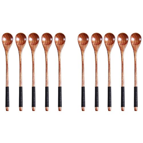 10 Pièces Cuillères en Bois de Cuisson à Miel Riz Mélanger Cuillère Café pour Thé Confiture Sels Bain