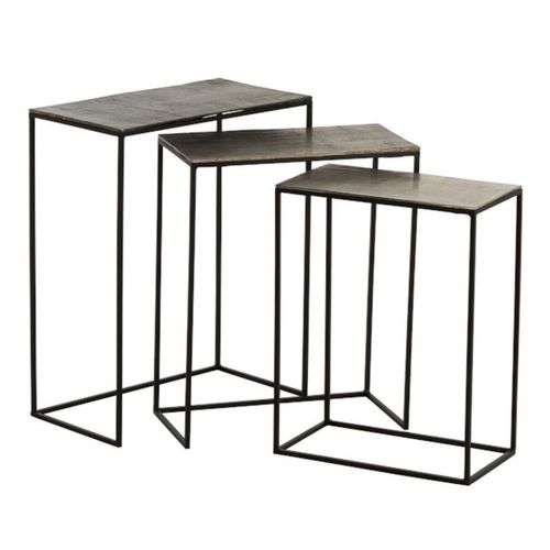 Paris Prix - Lot De 3 Tables Gigognes Design "Slim" 65cm Noir
