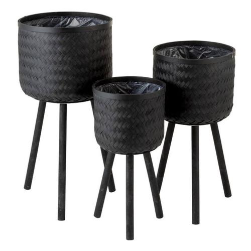 Paris Prix - Lot De 3 Cache-Pots Design "Cuye" 76cm Noir