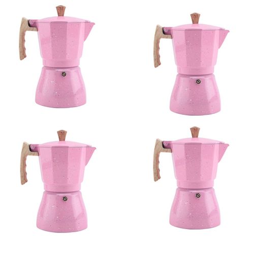 4X Latté Cafetière à Moka Italien Espresso Cafeteira Pot de Percolateur Cuisinière Machine Café 300 Ml Rose