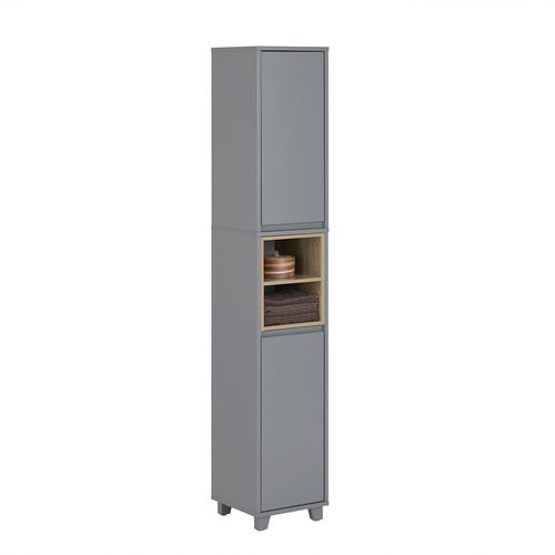 Sobuy Bzr147-Dg Meuble Colonne Armoire De Salle De Bain Étagère Étroite Meuble De Rangement Salle De Bain Avec 2 Portes Et 2 Compartiments, 30 X 30 X 170 Cm, Gris